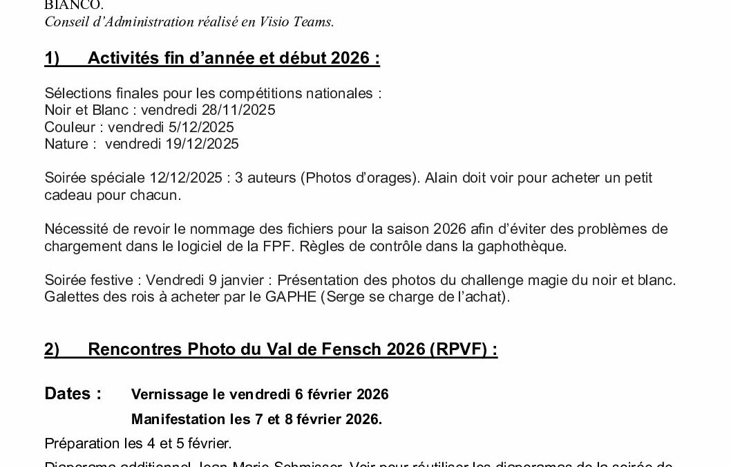 Rapport CA du 2025-11-25